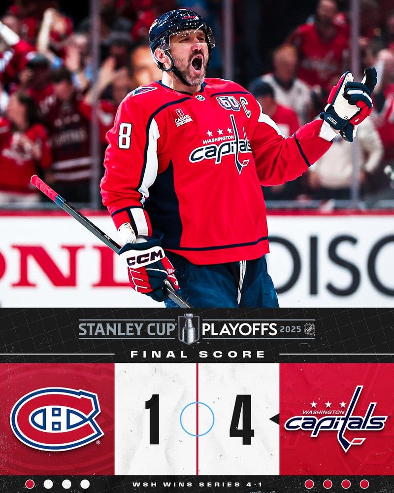 Final score: Capitals defeat Canadiens 4-1. WSH wins series 4-1.