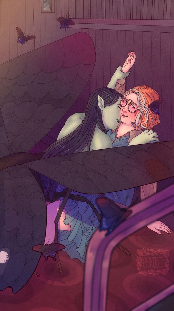 Illustration of two characters interacting on an office floor 