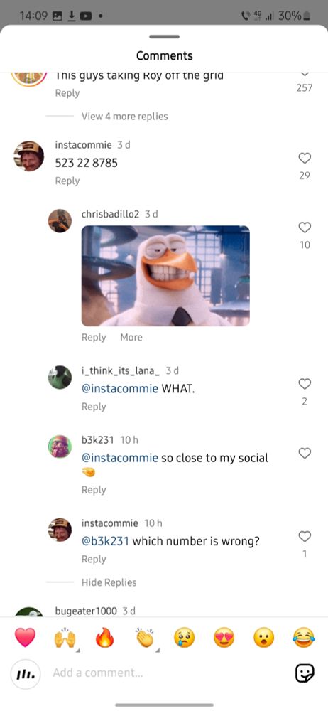 someone sayin its close to their social , instacommie asks "which number is wrong"