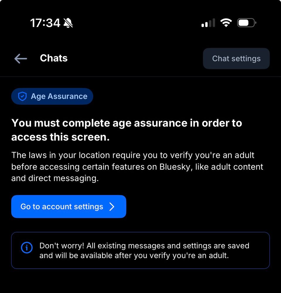 Stupid bullshit age assurance check required to access DM’s. Fuck ooooooofffffffffffffffffffffff