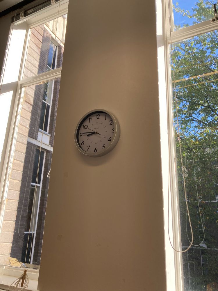 A clock that says it is 8.45