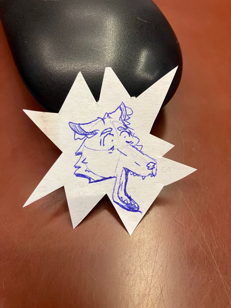 A wolf, with his jaw dropped in abject horror