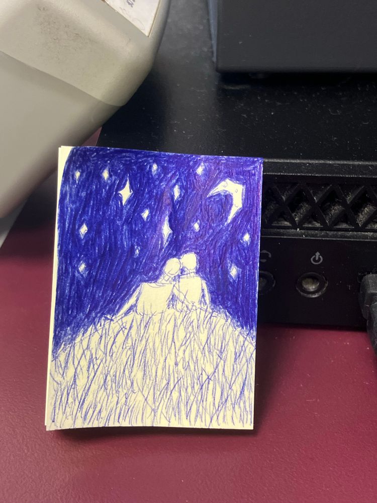 A couple sits on a grassy hill and gazes up into the starry night sky.