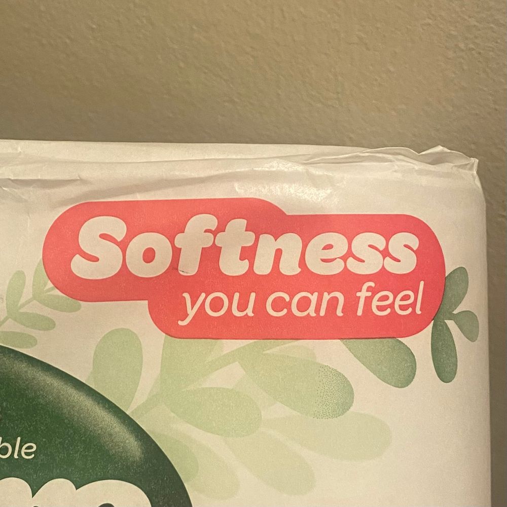 Toilet paper packaging that reads ‘softness you can feel’