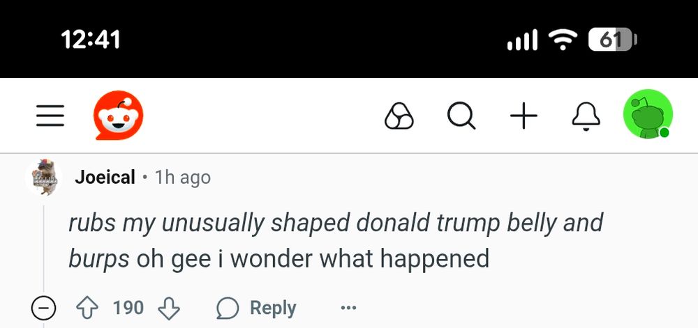 Joeical rubs my unusually shaped donald trump belly and burps oh gee i wonder what happened 