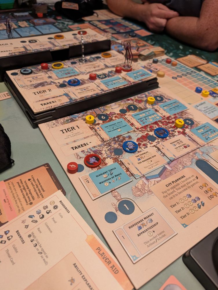 The three tiers of the Kinfire Council board on the table