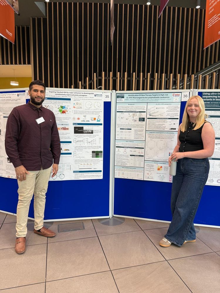 Ahmed and Phoebe, PhD students in the LEGEND group with their poster