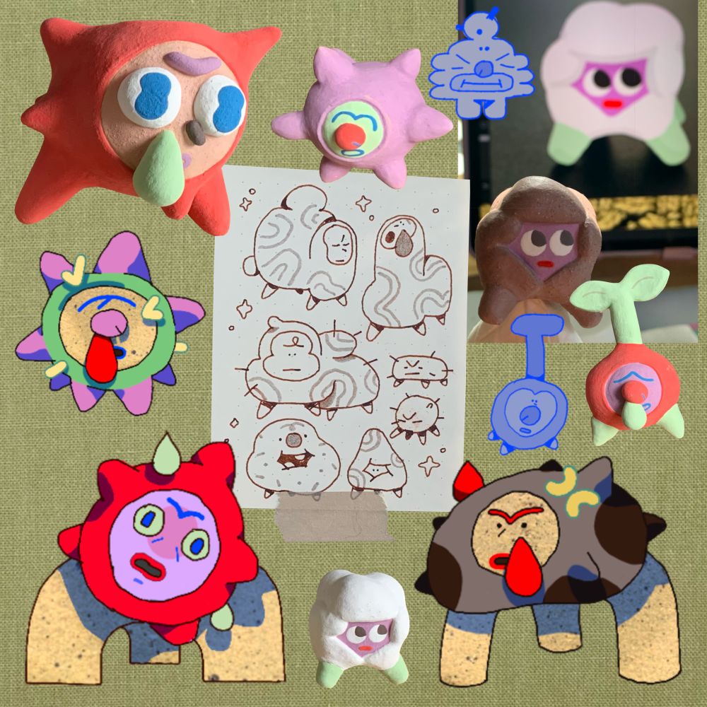 digital scrapbook of sketches and ceramic art