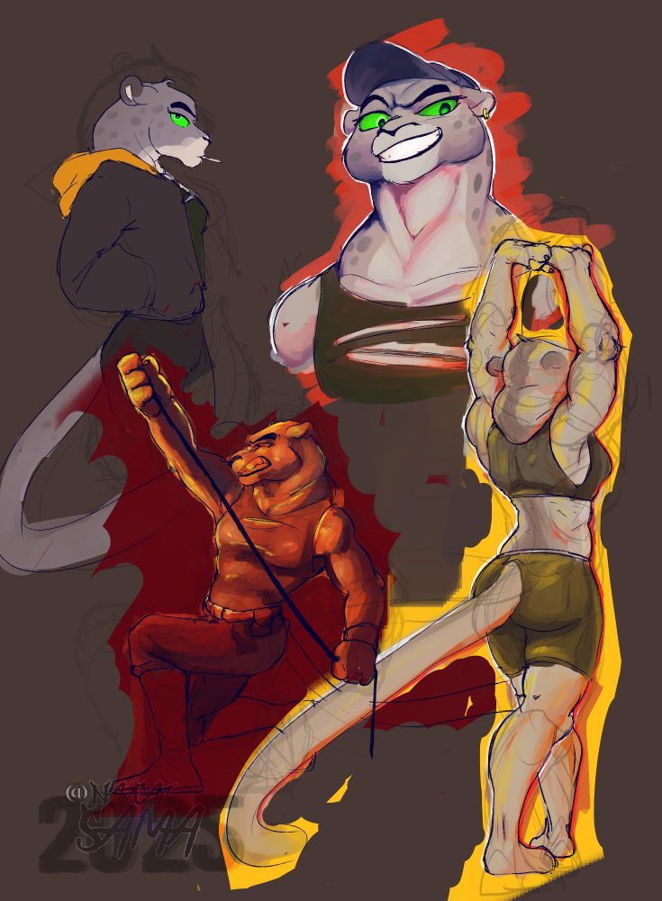 Various poses of the character Kitty Kat from Bad Guys 2