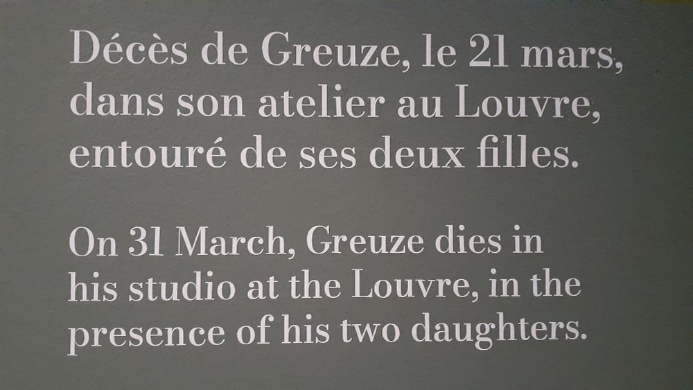 Texte explicatif au musée en français :  mort le 21 mars, et traduit : dead on 31 March.