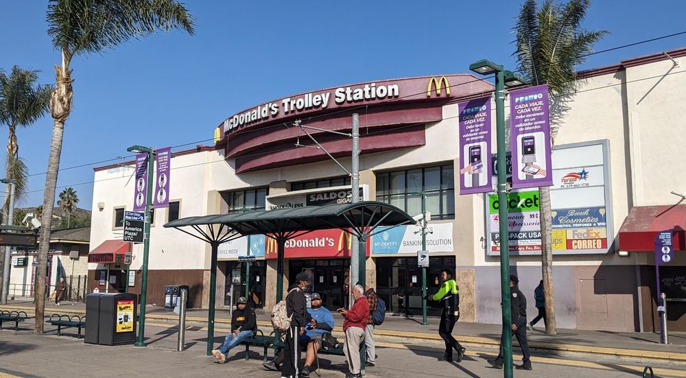 "McDonalds Trolley Station" sign