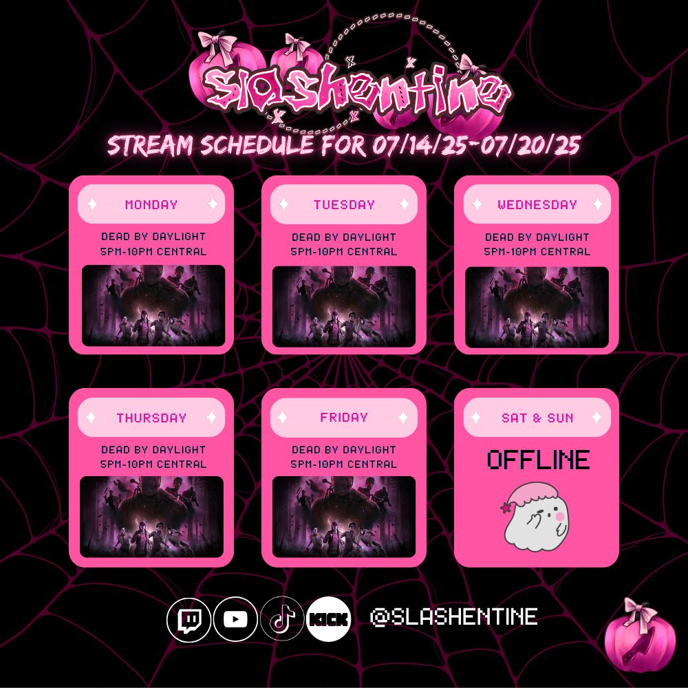 stream schedule for next week 








stream tags:
#smallstreamer #streamer #twitch #asymmetricalhorror #horrorcontent #horrorgaming #horrorgames #horrorlive #horrorstream #horrorstreamer #scarygames #spookystream #survivalhorror #twitch #twitchhorror #twitchstreamer #varietyhorror #vtuberhorror


current trending hashtags on bsky/bluesky:
#aiart #anthro #artist #art #birds #bluesky #comics #commission #dnd #digitalart #drawing #fanart #fiction #furry #furryart #gamedev #history #horror #illustration #memes #music #photography #poetry #twitch #vtuber #writing

popular tags:
#art #gamedev 

horror games:
#escapefromtarkov #horrorgames #horrorgaming #horror365challenge #phasmophobia #scarygames

video games:
#alanwake2 #amnesia #darkwood #daybydaylight #deceit #demonologist #devour #doki #dontscream #escapefromthebackrooms #evildeadthegame #faiththeunholytrinity #forewarned #fridaythe13ththegame #gtfo #imonobservationduty #innoise #ironlung #killerklownsgame #lethalcompany #madison #mundaun #observer #outlast #outlasttrials #pacify #phasmophobia #propnight #residentevil #scorn #silenthill #soma #texaschainsawgame #theevilwithin #visage #whitenoise2 #dbd #deadbydaylight