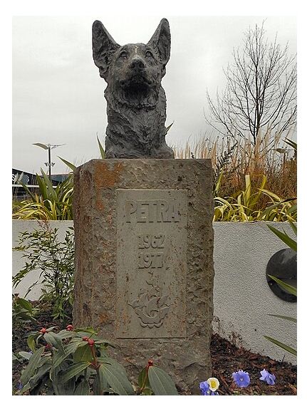 The bronze bust of Petra at the north east corner of the Blue Peter Garden. Now at Media City.
