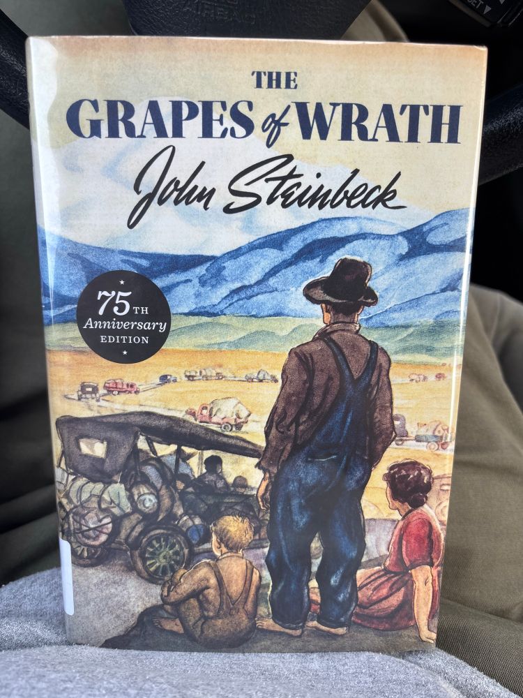 Hardback cover of John Steinbeck’s “The Grapes of Wrath”