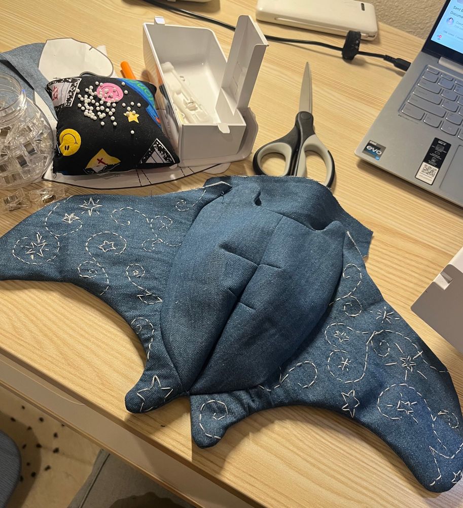 Two sides of the wing embroidery! Ignore the messy bg :’D