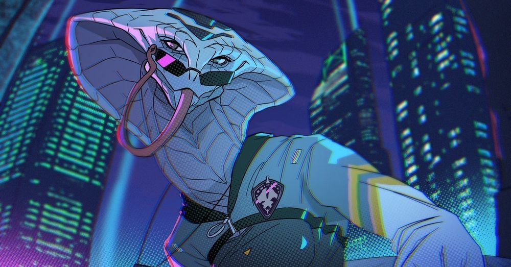 Torque, a Viper from XCOM: Chimera Squad giving the camera a sensual look.