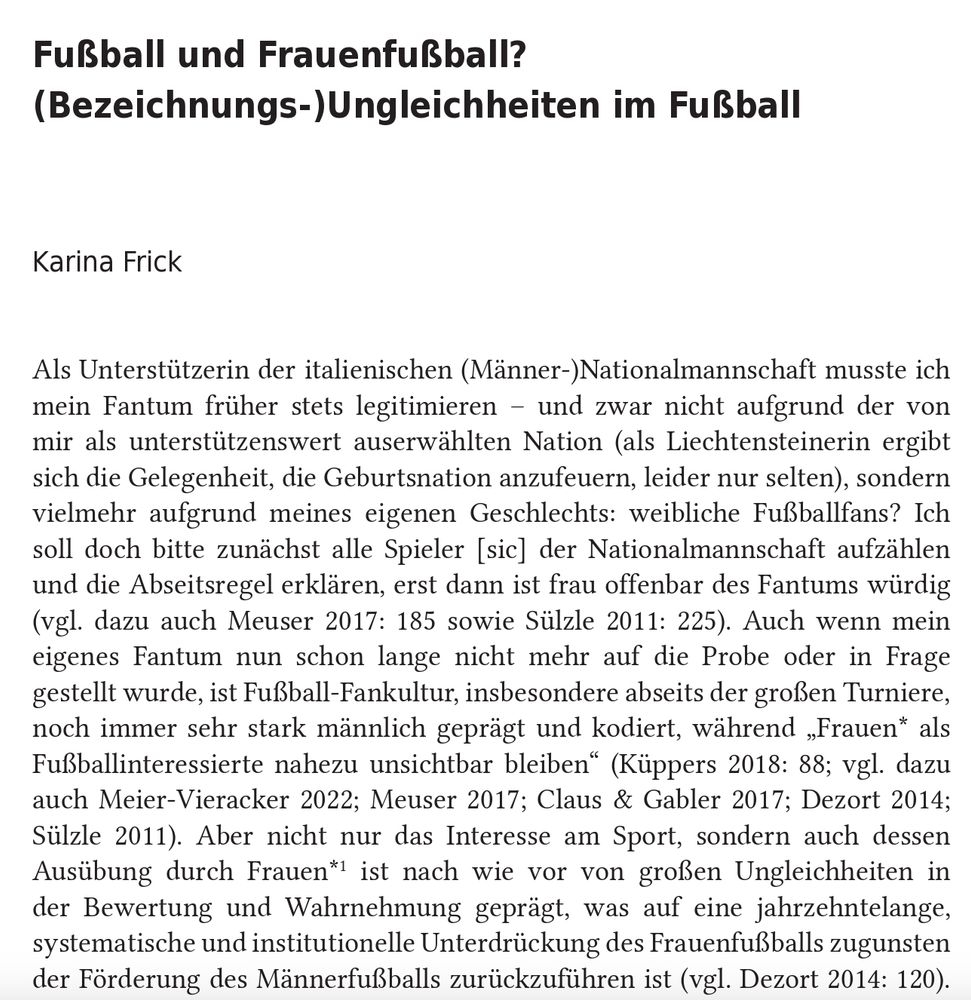 Beitrag "Fußball und Frauenfußball? (Bezeichnungs-)Ungleichheiten im Fußball" von Karina Frick

