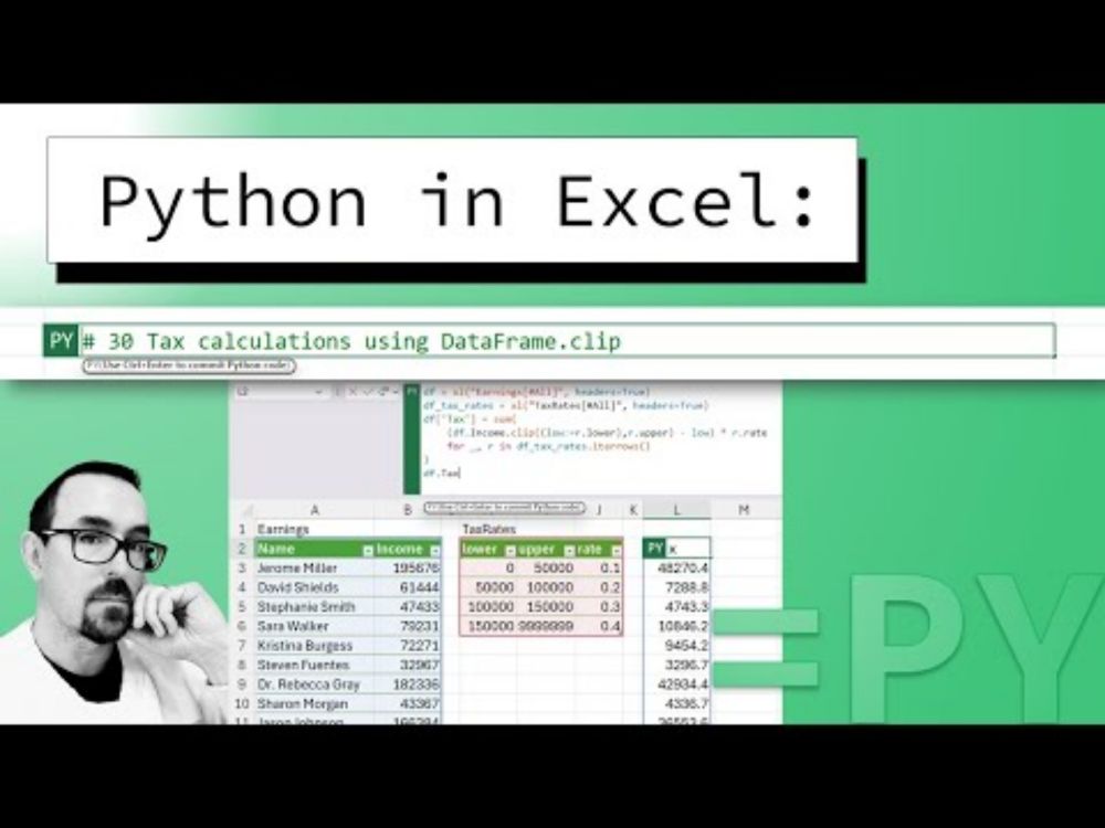 Calculate taxes from tax brackets using Python in Excel!