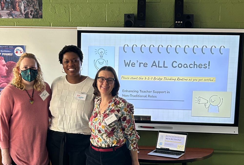 Three women leaders presenting a session on coaching at EduCon 