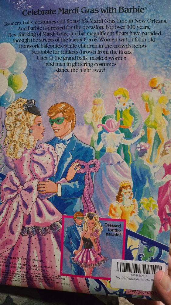 The back of the box had a ton of info about Mardi Gras. 