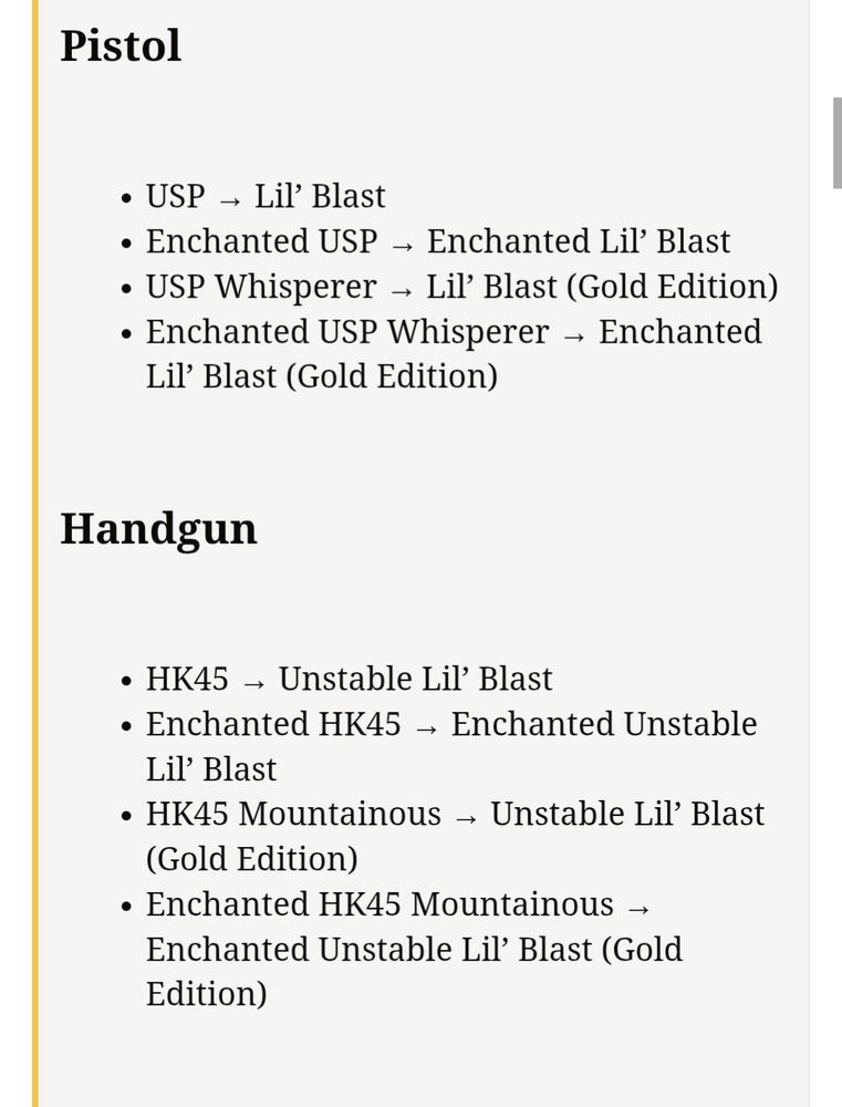 Hypixel changed all guns to be called some variation of "Lil' Blast" in their Cops Vs Crims game mode 