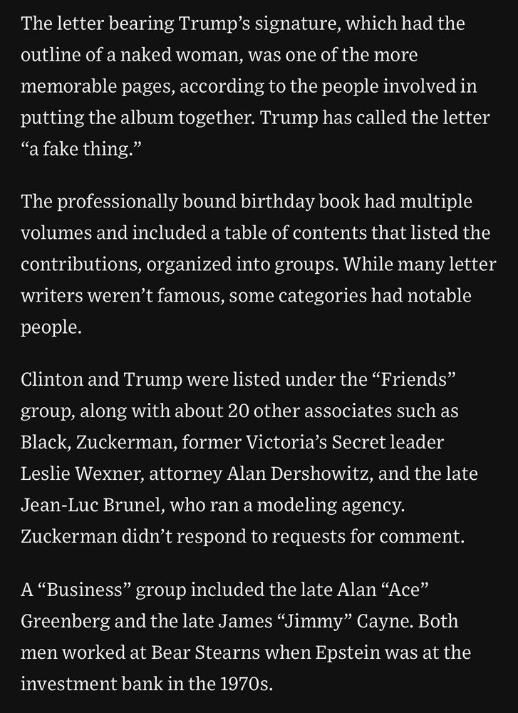 The letter bearing Trump's signature, which had the outline of a naked woman, was one of the more memorable pages, according to the people involved in putting the album together. Trump has called the letter 