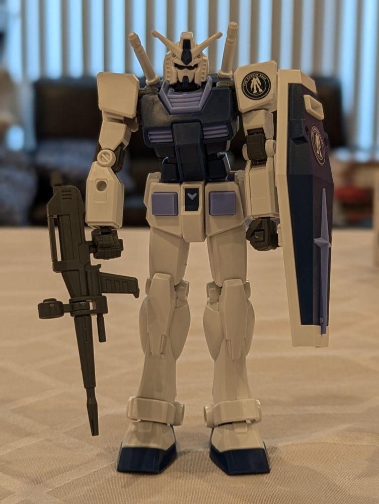 A built Gundam gunpla kit: "The Gundam Base Limited RX-78-2 Gundam (The Gundam Base Color) Entry Grade"