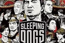Box art for the game Sleeping Dogs. Featuring the game logo and stylised images of all the characters surrounding it