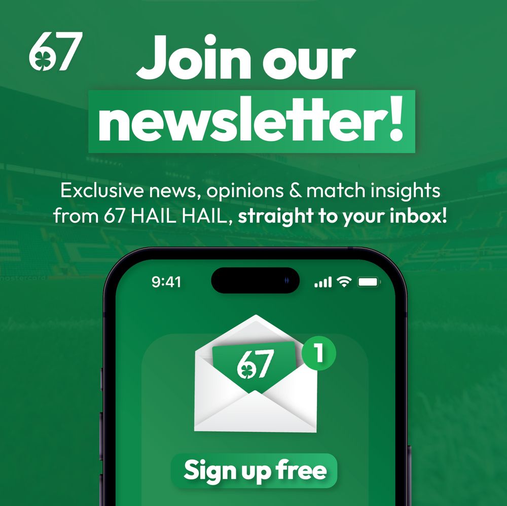 Image shows text about joining the 67HH newsletter for free and shows an envelope featuring the logo