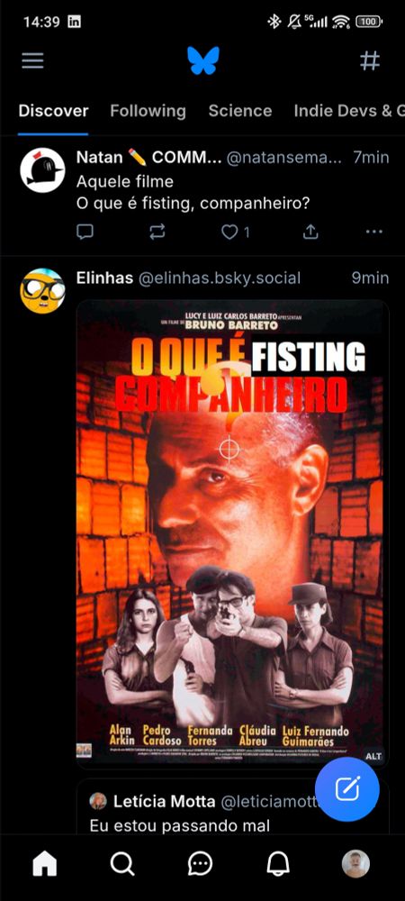 Blueet acima seguido de um blueet com a capa do filme "o que é isso, companheiro" mas com a palavra "isso" substituída por "fisting"