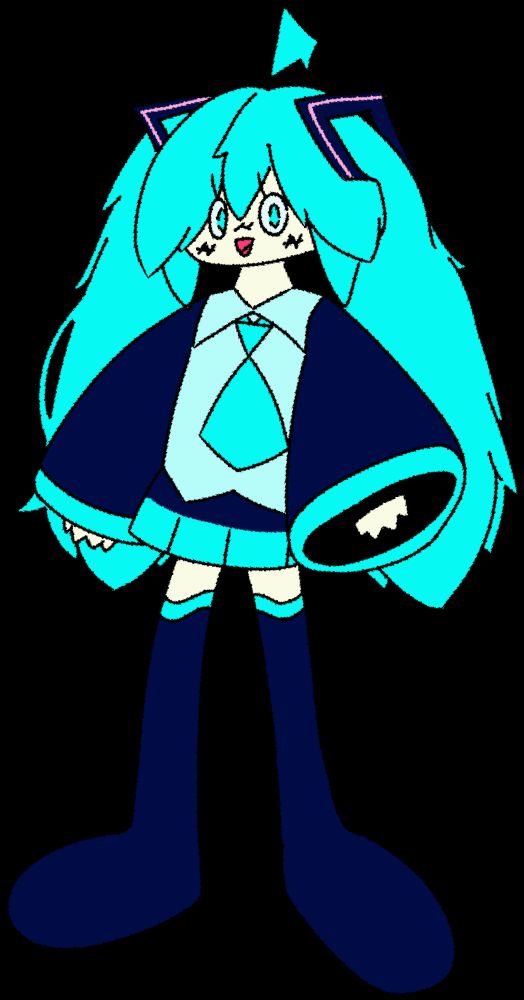 A Stylized Drawing of Hatsune Miku!
In the Artist's (Dakkī) drawing Style!