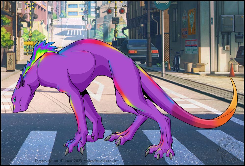 Drawing of an OC stood on a crossing 