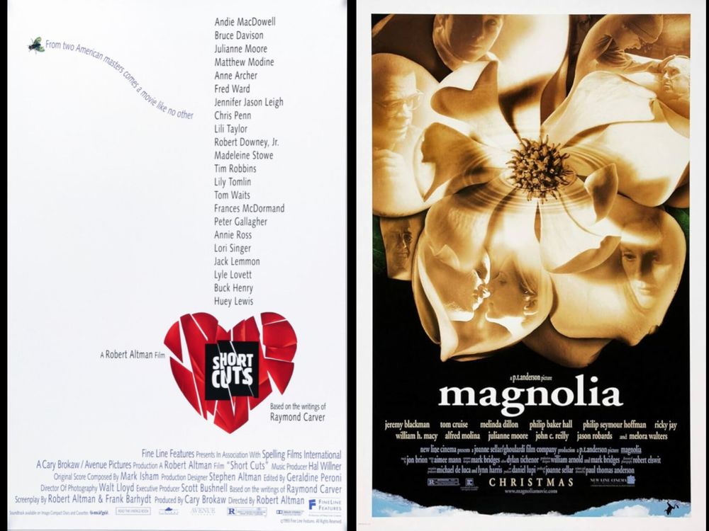 Movie posters for Short Cuts and Magnolia 