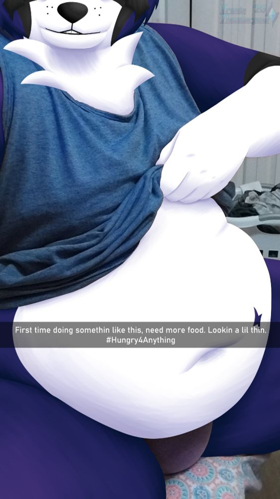 A drawover piece of me lifting up my tanktop to reveal my belly and a peak of my underwear bulge, now with text!