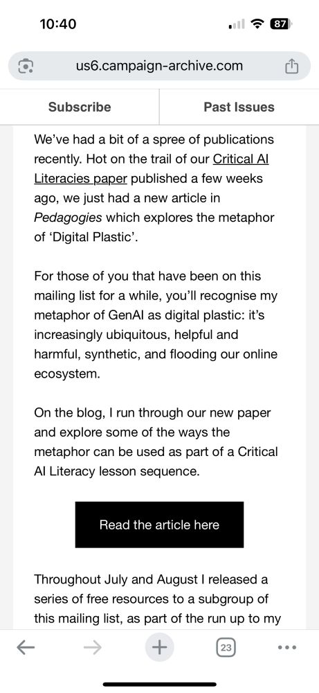 Screenshot of this weeks newsletter 