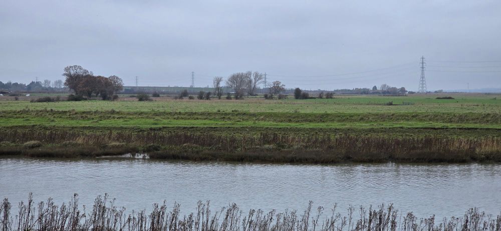 Scenic view west across Faversham Creek overlooking Ham Marshes 