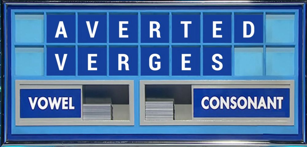 The clue is… You should be able to get this sportsperson at a stroke. First name five letters, surname eight. Conundrum is averted verges. 