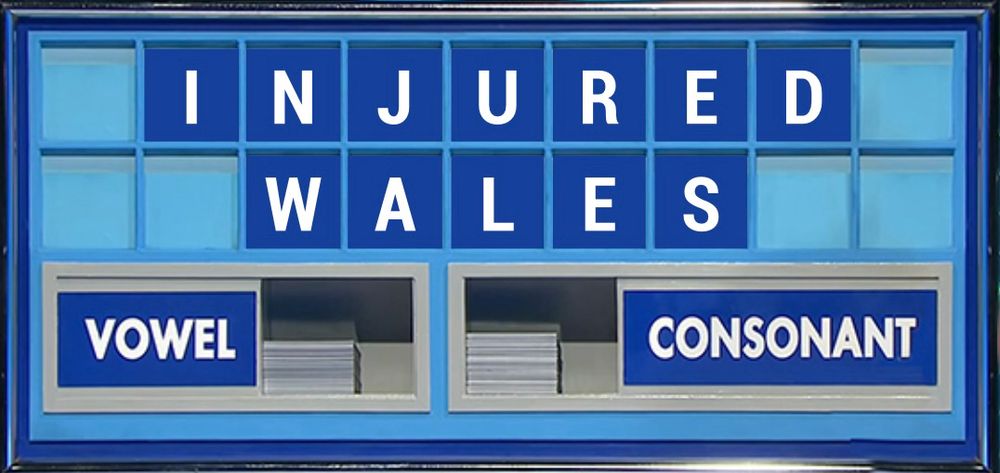 The clue is… This conundrums two biggest parts begin with an M. First name is five letters, the surname is seven. The conundrum is Injured Wales, as in the country, not the animal. 