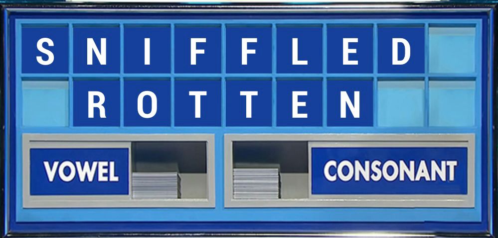 The clue is… a page of history. The anagram is Sniffled Rotten. 