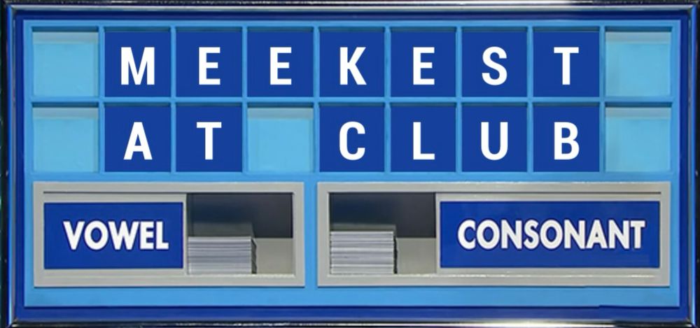The clue is… Not a big leap from a certain TV character to this person.
The conundrum is Meekest At Club. 
