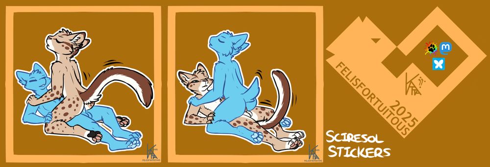 Digital art of a feline character and a YCH riding each other, with places swapped