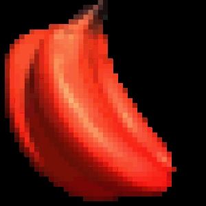 A low quality gif of spinning bananas, made to be in a super fx style, ripe, as denoted by red coloration