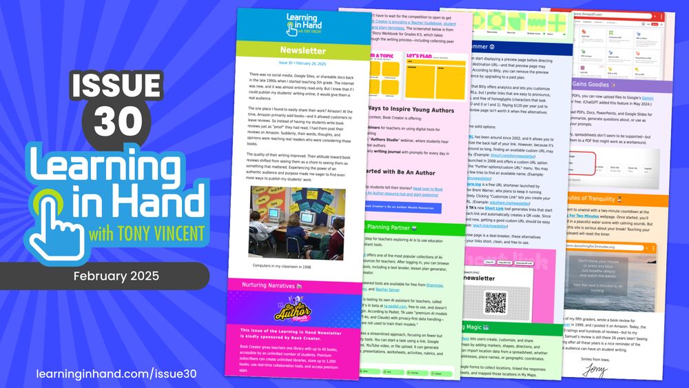 Graphic showing thumbnails of the contents of Issue 29 of the Learning in Hand Newsletter