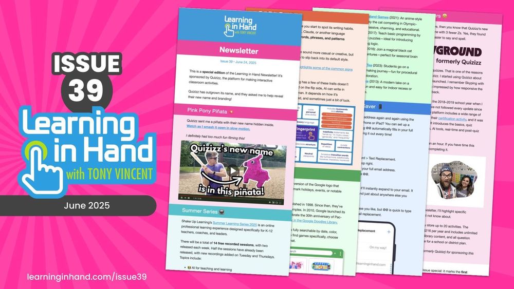 Graphic showing thumbnails of the contents of Issue 39 of the Learning in Hand Newsletter

