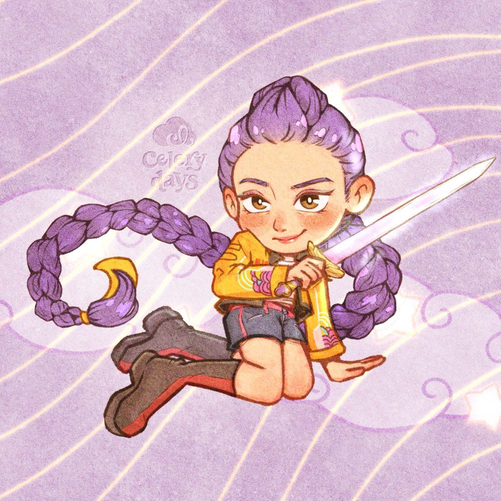 Digital chibi illustration of Rumi from KPop Demon Hunters