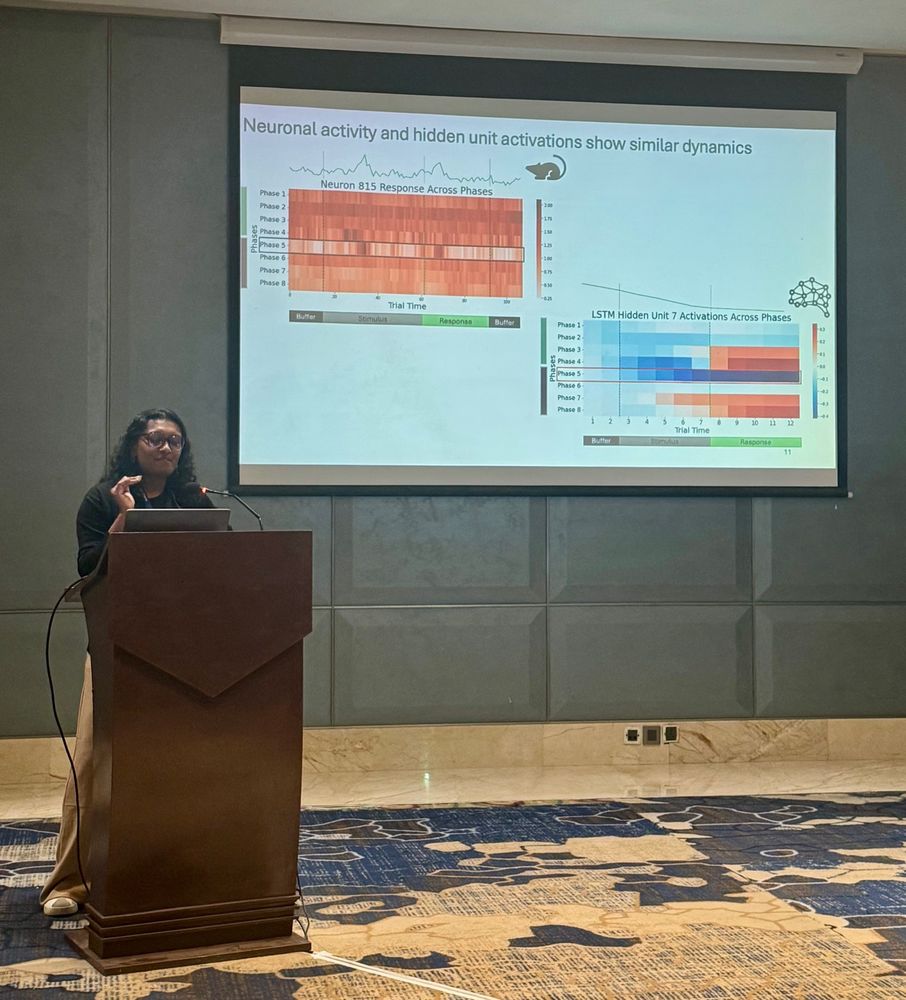 Picture of Jesseba presenting with heat maps of brain and neural net dynamics. 