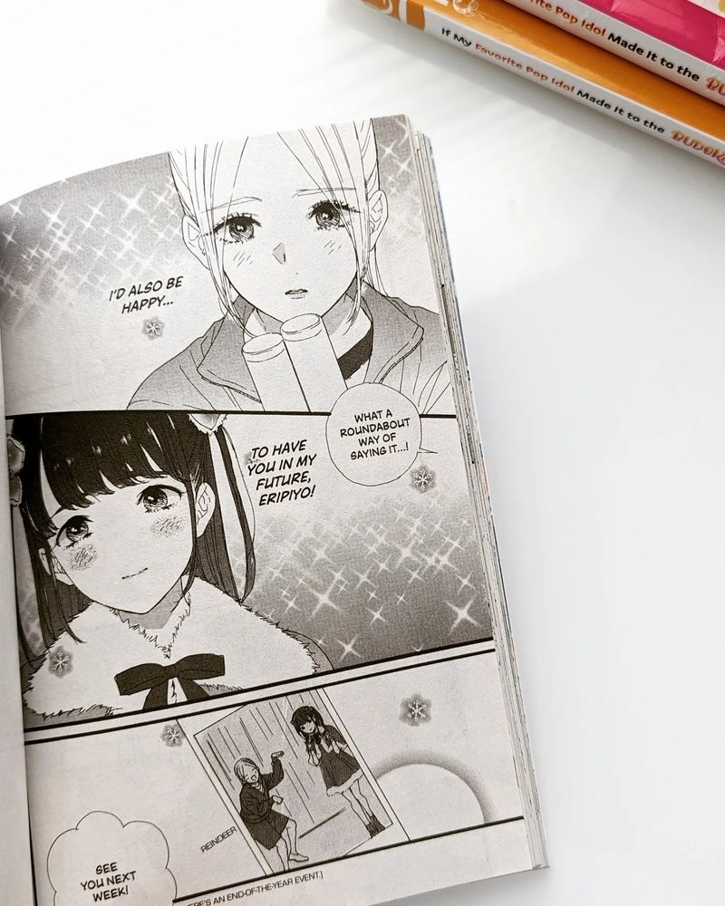 A page from If My Favorite Pop Idol Made it to the Budokan I Would Die, featuring Maina and Eripiyo