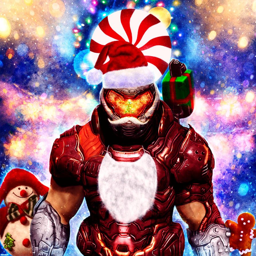Doom slayer n a santa costume.
Art by P1xer via Deviant art