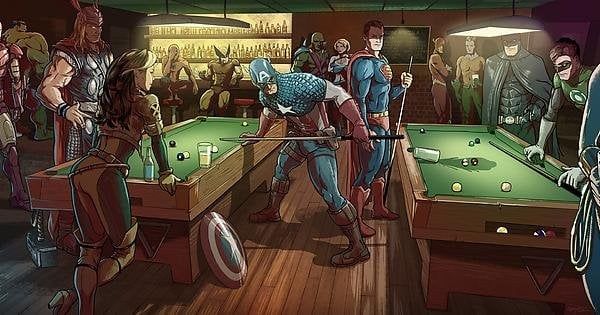 Marvel and DC Bar Photo