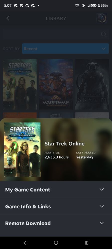 My mobile Steam vignette of Star Trek Online.